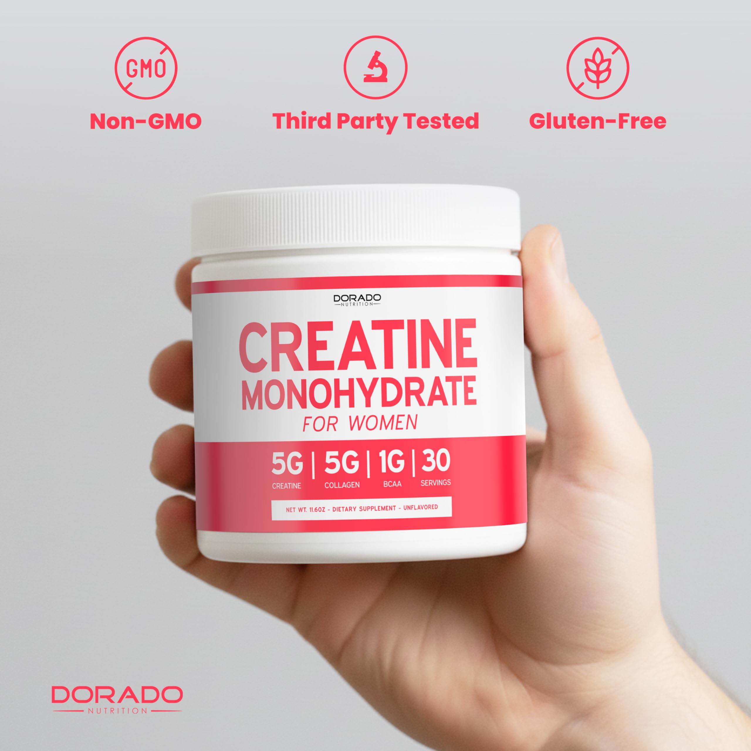 Creatine for Women | Creatine Monohydrate Powder 5G + 5000mg Collagen + 1000mg BCAA 2:1:1 Powder (30 Serving) Support Glutes, Lean Muscles, Recovery, Energy & Stamina Non-GMO, Gluten Free - USA Made DORADO NUTRITION Au supplements