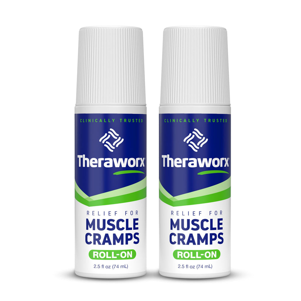 Theraworx Relief for Muscle Cramps Roll-On Fast-Acting Muscle Spasm, Leg Soreness with Magnesium Sulfate - 2.5 oz - 2 Count Theraworx Au supplements