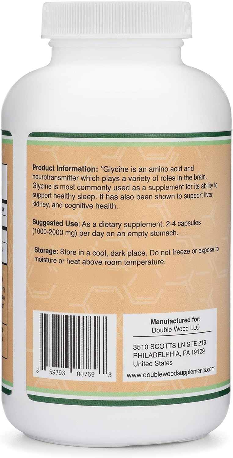 Glycine Supplement - 1,000mg Glycine Powder per Serving (300 Capsules) The Relaxing Amino Acid (Glicina) (Third Party Tested, Gluten Free, Non-GMO) by Double Wood Double Wood Supplements Au supplements
