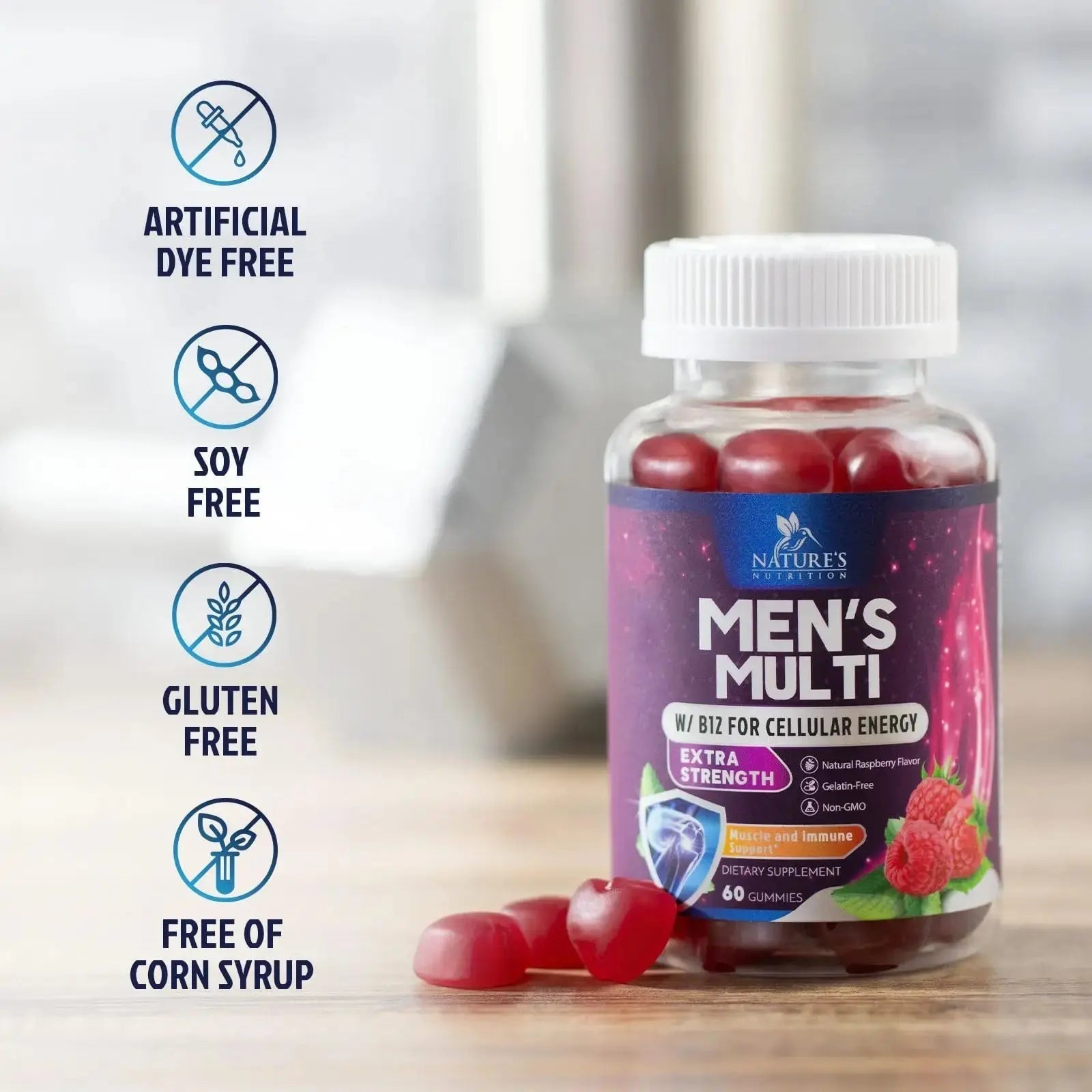Multivitamin for Men - Complete Daily Mens Multivitamin Gummies with Vitamin D, B Vitamins, Zinc & More - Energy, Memory, Focus & Immune Health Support Nature's Nutrition Au supplements