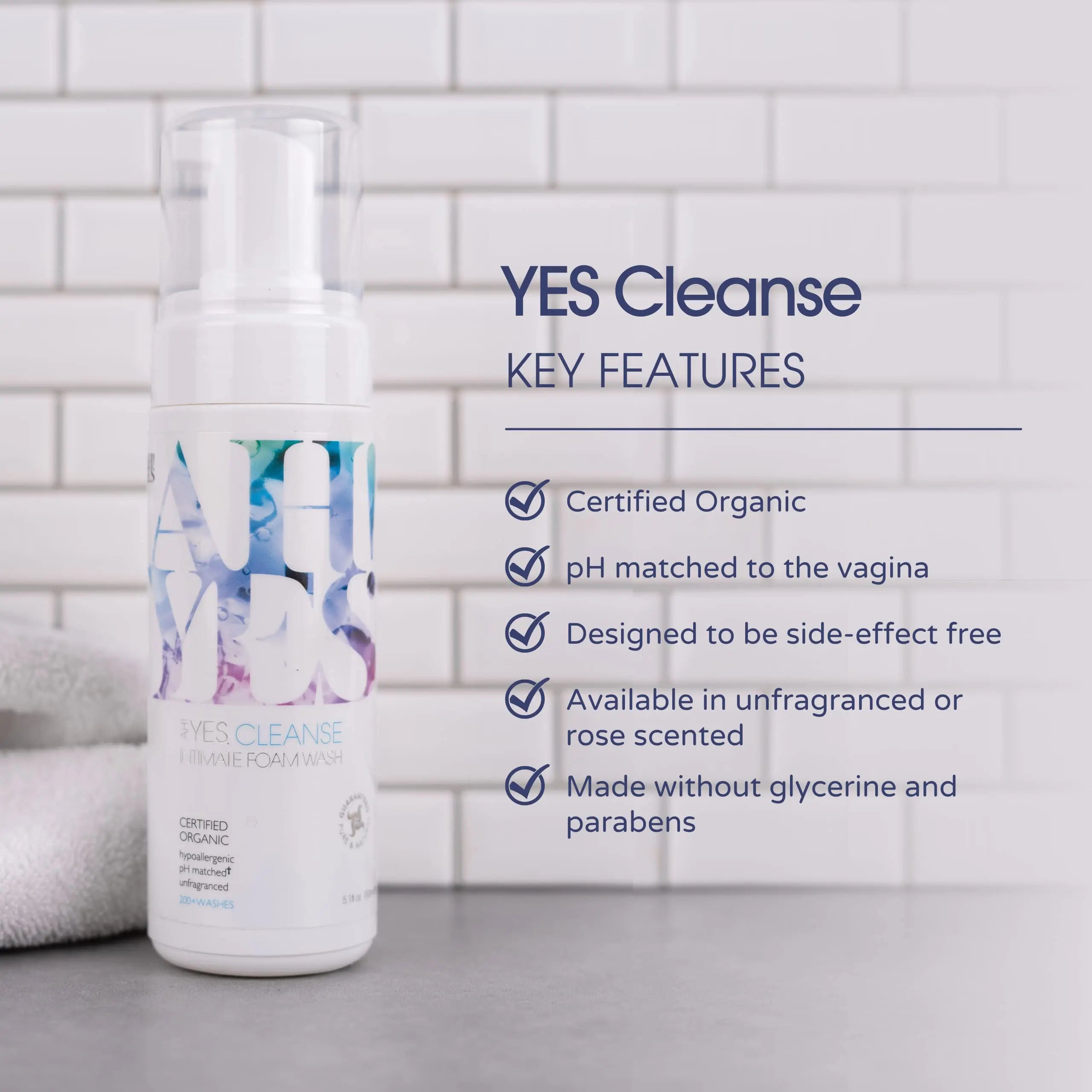 AH! YES CLEANSE Gentle, Organic Foaming Feminine Wash- Unfragranced, pH Matched Vaginal Wash AH! YES Au supplements