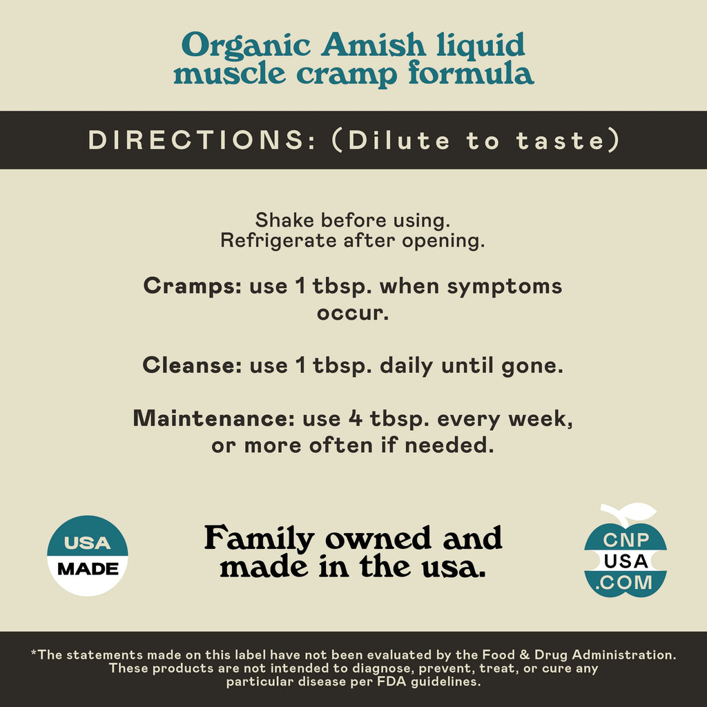 Organic Amish Leg Cramp Relief Liquid 16oz - Natural Muscle and Foot Support Supplement with Apple Cider Vinegar, Ginger, Garlic, Aloe, Fast Cramp Reducing Formula, Certified Organic, Made in USA Complete Natural Products Au supplements