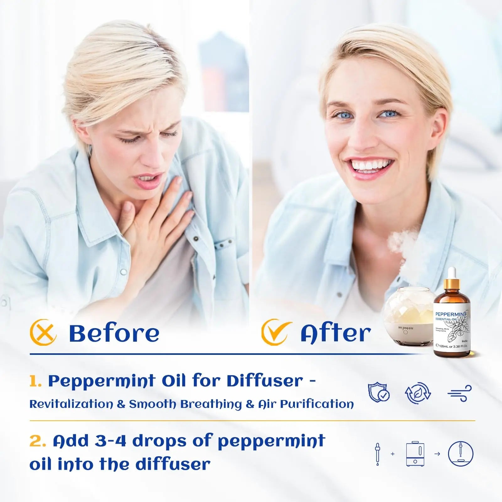 HIQILI Peppermint Essential Oil, 100% Pure Natural for Diffuser, Hair, Massage, Add to Spray HIQILI Au supplements