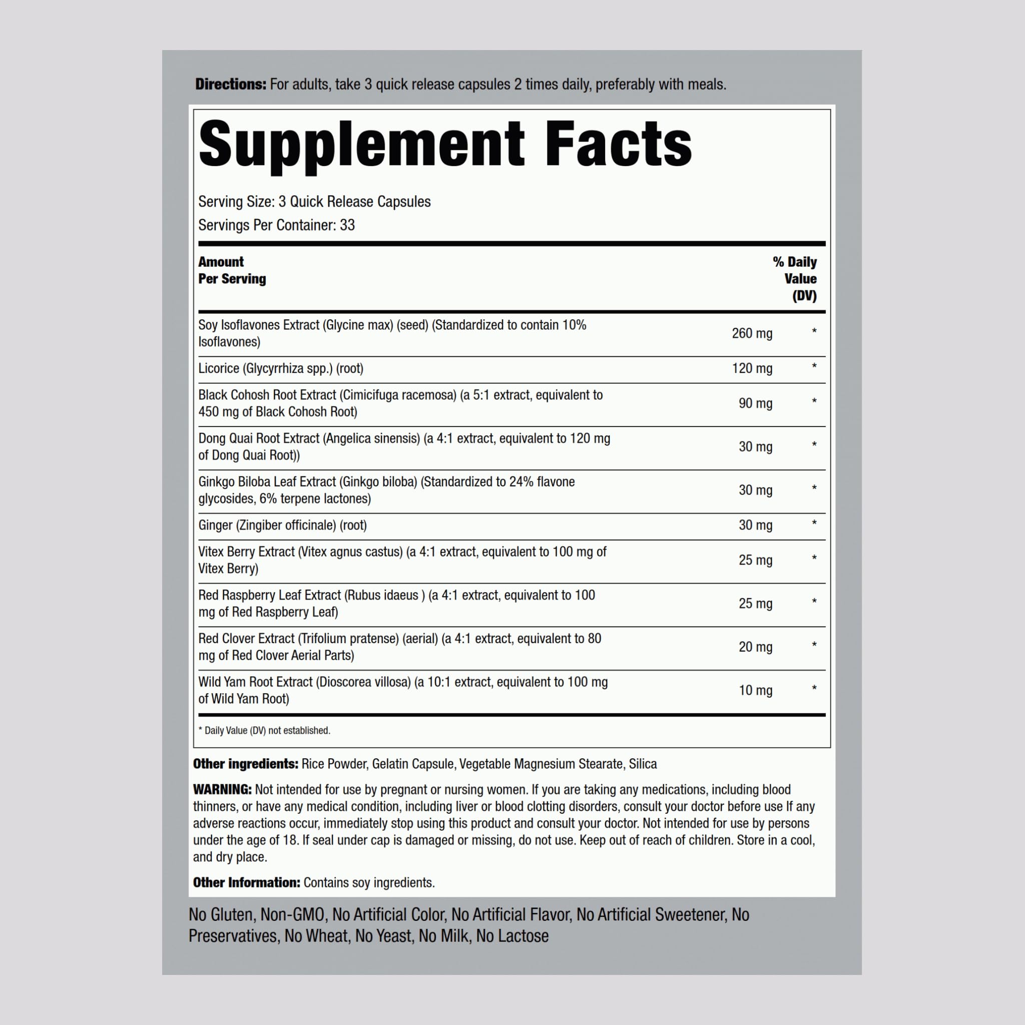 Piping Rock Menopause Ease Supplement | 100 Capsules | Advanced Support for Women | with Black Cohosh and Wild Yam | Non-GMO, Gluten Free Piping Rock Au supplements