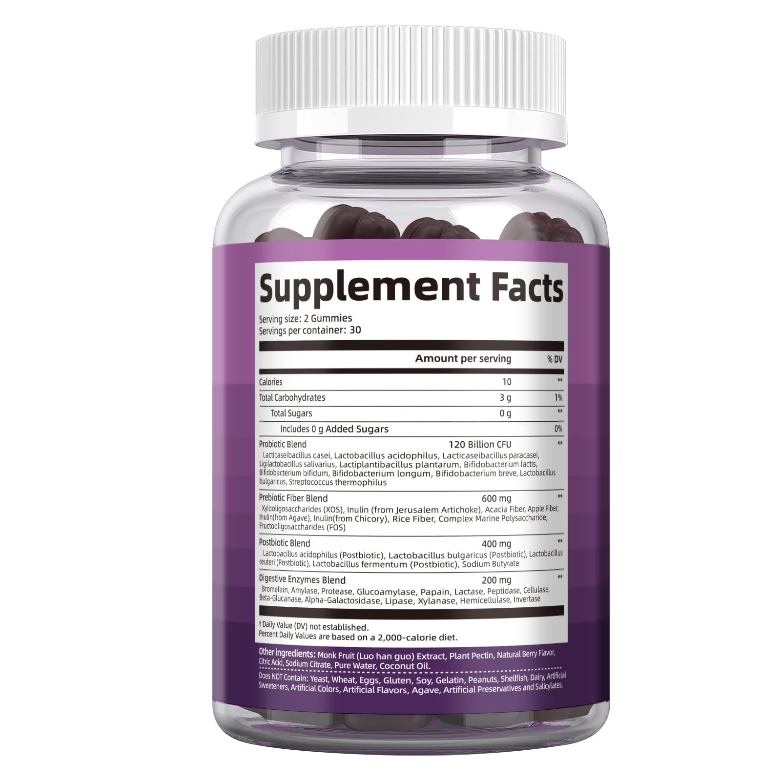 Migcopat Pre Post Probiotics Gummies, Probiotic Prebiotic Postbiotic Digestive Enzymes with Fiber, 120 Billion CFU Probiotics Complete Gut Support, Sugar Free