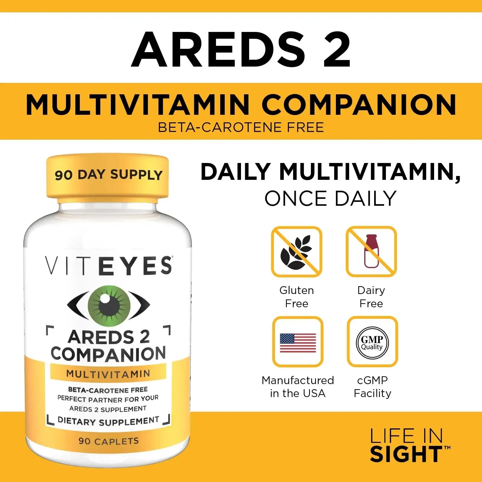Viteyes Classic AREDS 2 Companion Beta-Carotene Free Multivitamin Supplement, Comprehensive Multivitamin Formula Viteyes Au supplements