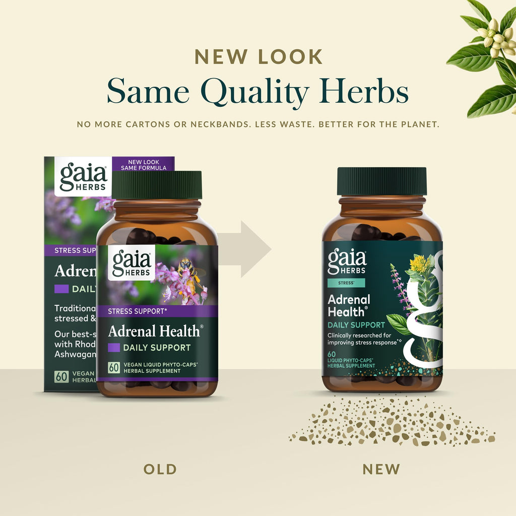Gaia Herbs Adrenal Health Daily Support - Herbal Supplement with Ashwagandha, Holy Basil & Schisandra - Help Maintain Healthy Energy & Stress Levels* - 60 Vegan Liquid Phyto-Caps (30 Servings) Gaia Herbs Au supplements