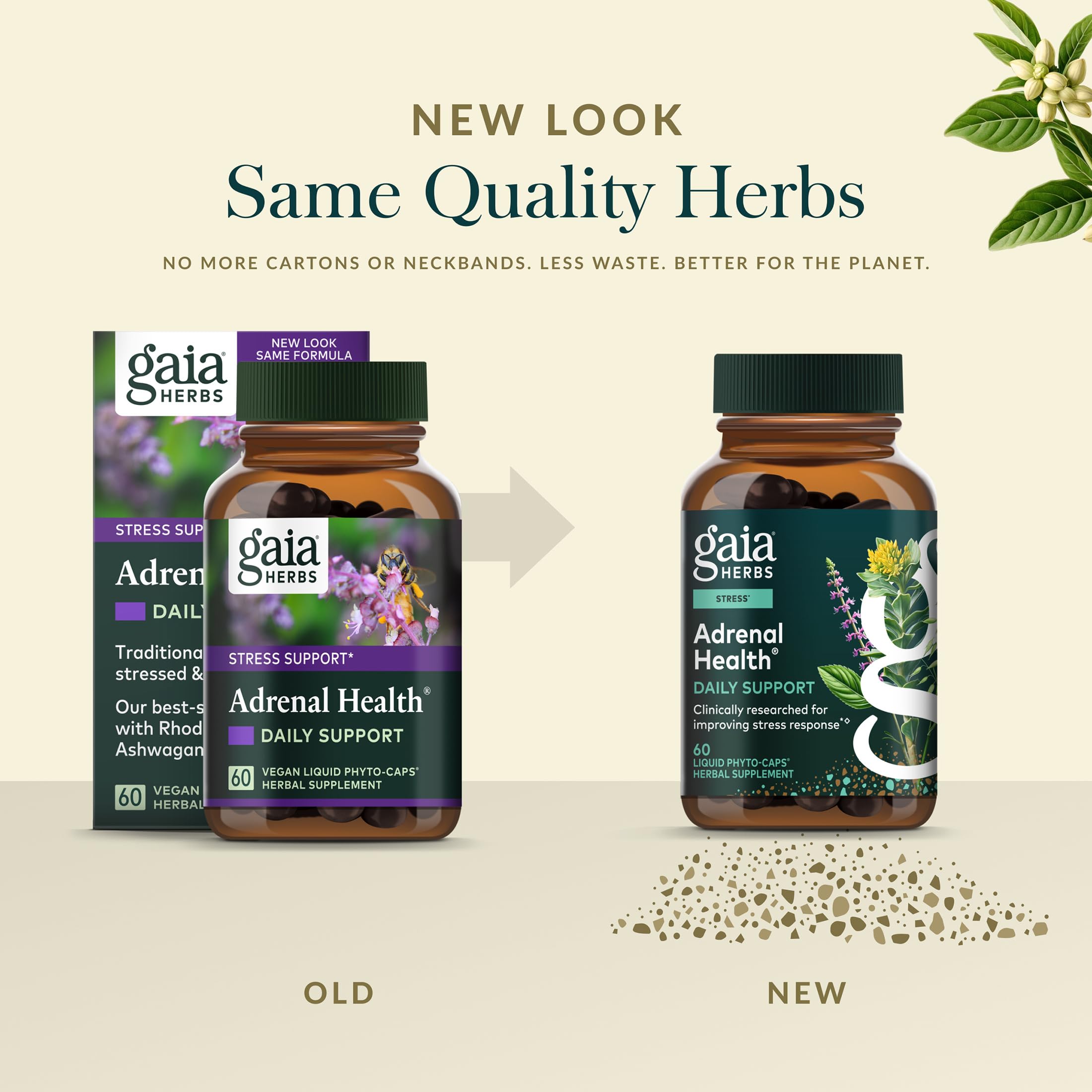 Gaia Herbs Adrenal Health Daily Support - Herbal Supplement with Ashwagandha, Holy Basil & Schisandra - Help Maintain Healthy Energy & Stress Levels* - 60 Vegan Liquid Phyto-Caps (30 Servings) Gaia Herbs Au supplements
