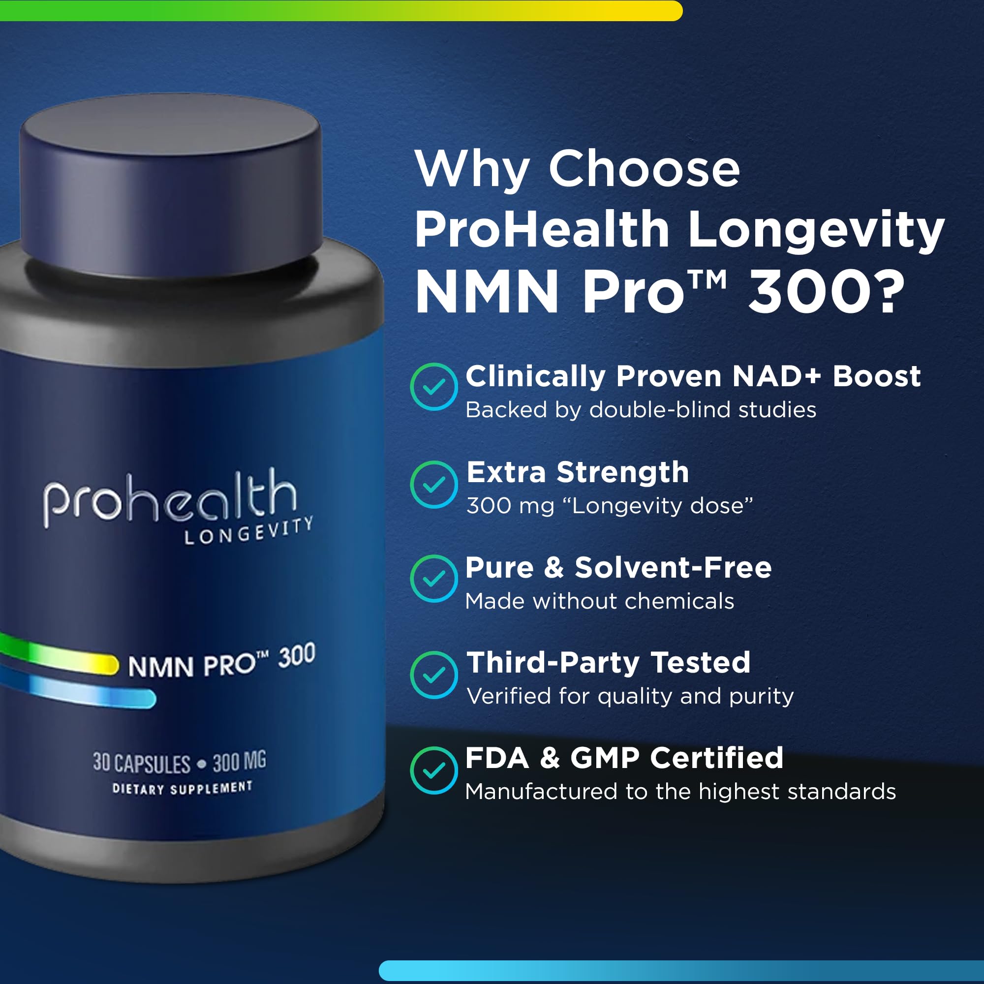 ProHealth NMN Pro 300 (30 Capsules) Clinically Studied Uthever® NMN. NAD+ Precursor for Cellular Energy, Mitochondrial Support & Healthy Aging. USA Manufactured, Triple Lab-Tested ProHealth Au supplements