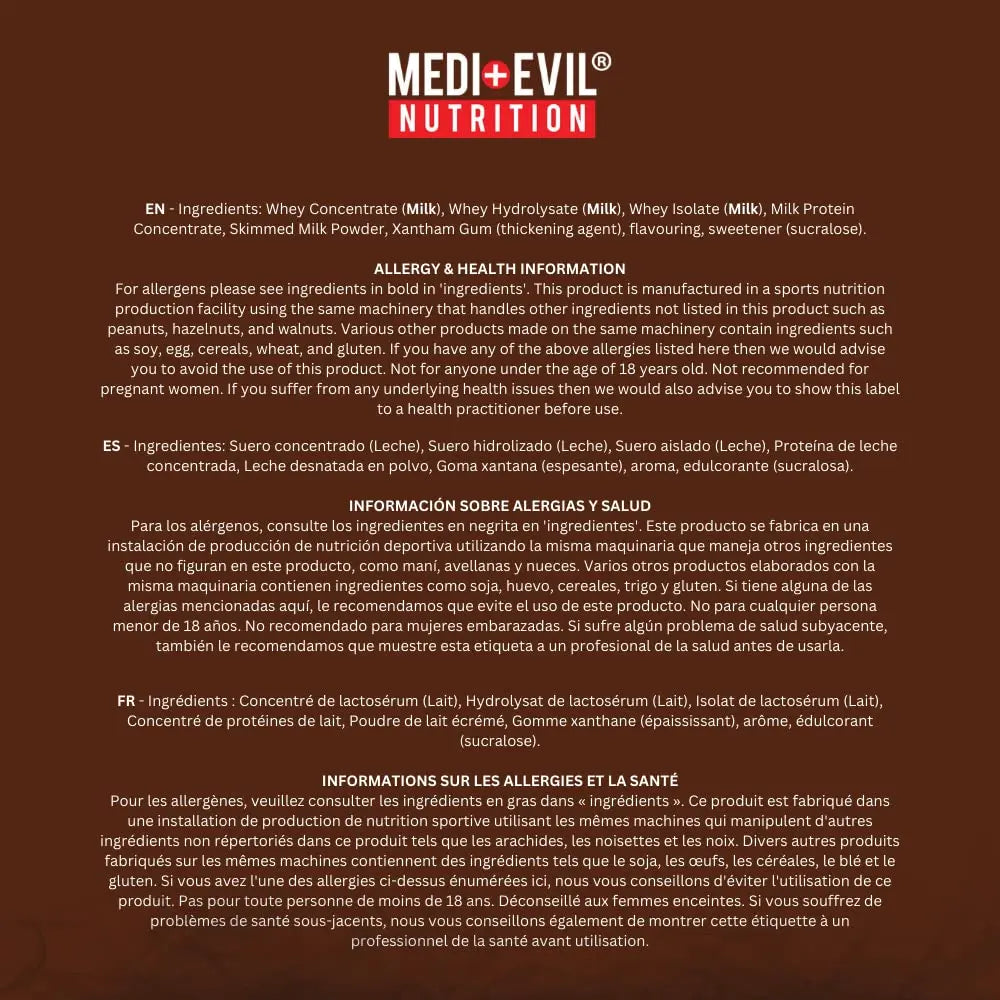 Medi-Evil Nutrition Whey Dynamic Protein, Triple Chocolate Flavour, 600g, 20 Servings Medi-Evil Au supplements