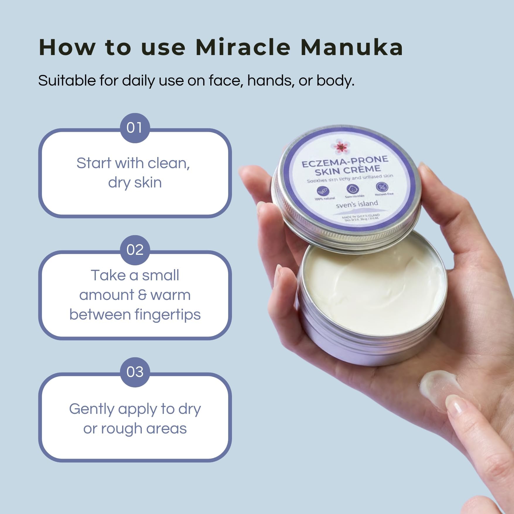 Sven's Island Miracle Manuka Cream 250g | Lightweight Daily Moisturiser with Manuka Leaf Oil | Hydrating Cream for Dry & Sensitive Skin | Face & Body Moisturizer | Made in New Zealand Sven's Island Natural Remedies Au supplements