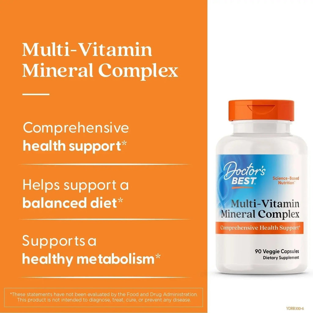 Doctors Best Multi-Vitamin Mineral Complex, Comprehensive Health Support, Non-GMO, Gluten Free, Vegan 90 Veggie Capsules Doctor's BEST Au supplements