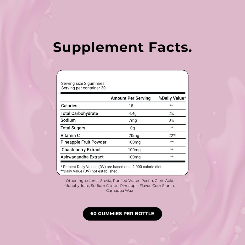 Up&Down Supplements Premium Feminine Balance Gummies for Women | PMS Relief, Mood & Cycle Support | Pineapple + Vitamin C | Ashwagandha & Chasteberry | Vegan, Non-GMO, Gluten Free | 60 Gummies Up&Down Supplements Au supplements