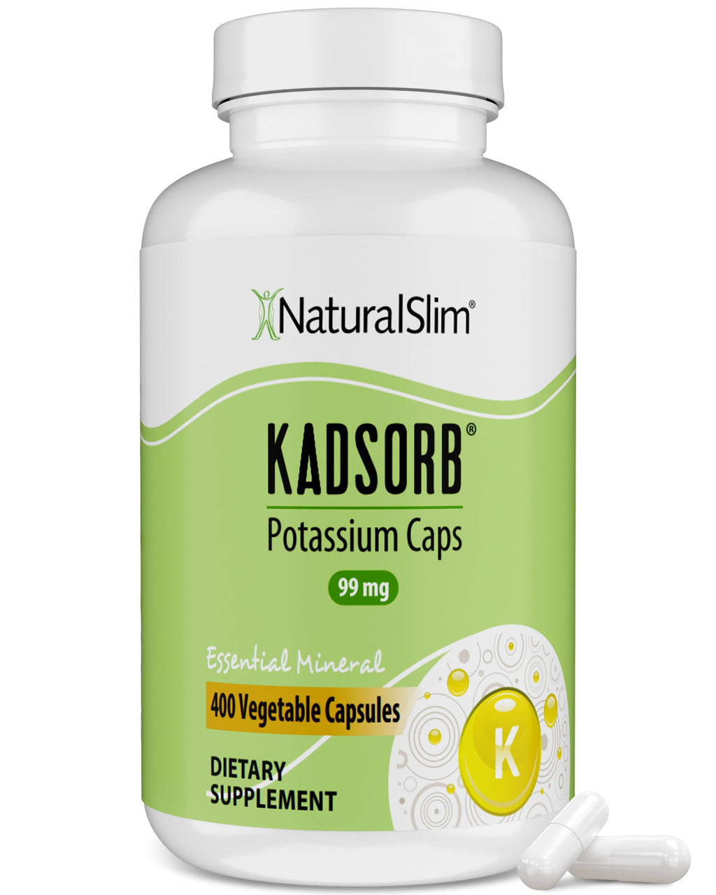 NaturalSlim Natural Potassium Citrate Gluconate 99 mg - Kadsorb Supports Electrolyte Balance & Normal pH - Absorbable Potassium Supplements