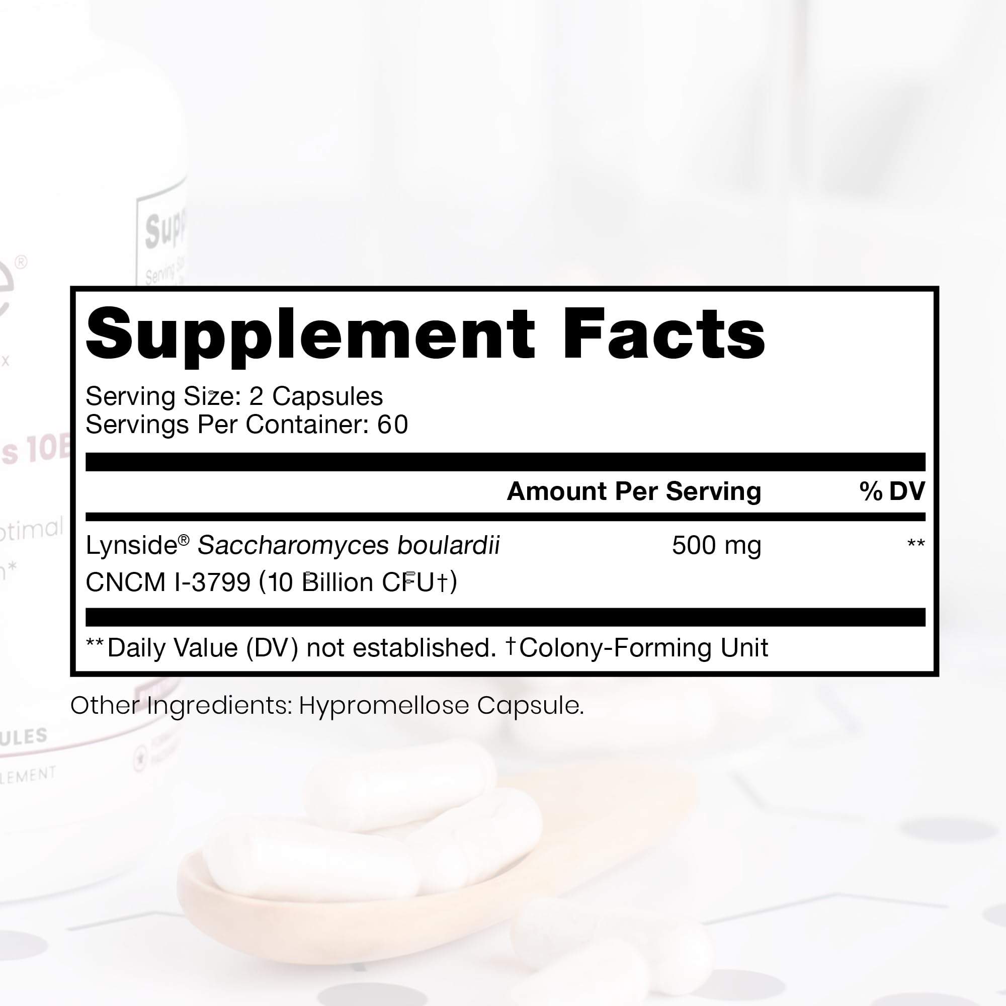 Saccharomyces Boulardii Probiotics 10 Billion CFU Made in USA | No Fillers Patented Strain: Lynside CNCM I-3799 Probiotics for Men and Women