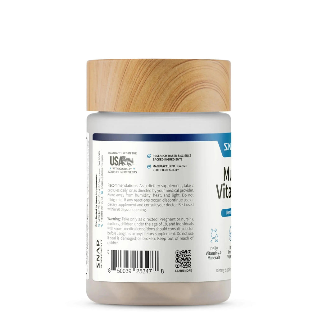 Snap Supplements Men's Multivitamins - Daily Vitamins & Minerals for Men - Vitamin D, B12, Zinc, Herbs & Vitamin C Snap Supplements Au supplements