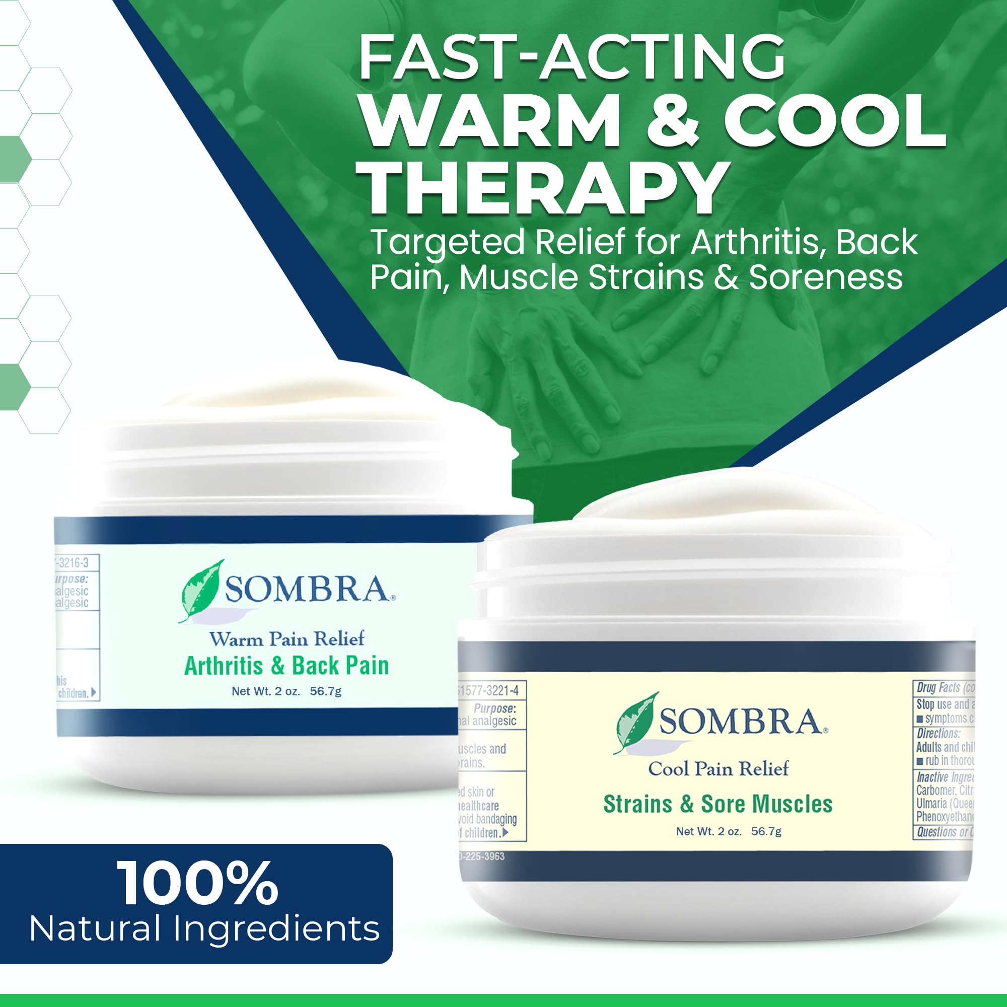 Sombra Warm & Cool Pain Relief Gel, Warm Relief for Arthritis and Chronic Pain Pre-Workout Muscle Rub, Cold for Swelling, Soreness, Post-Workout, Free of Artificial Fragrances, 2oz Per Jar Sombra Au supplements