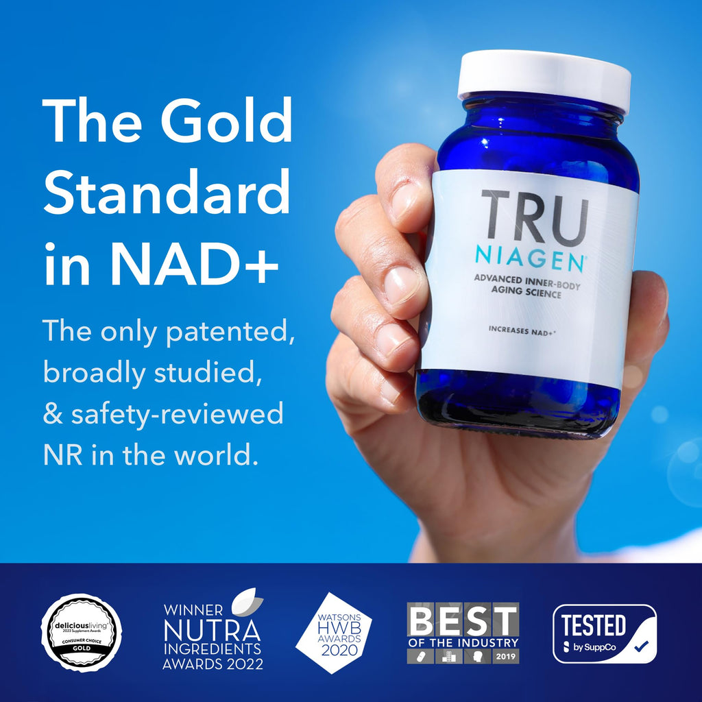 TRU NIAGEN Patented NAD Supplement for Brain Function, Anti Aging & Cell Regeneration, Niagen, 60 300mg Servings | Supports Cellular Energy, Muscle | Nicotinamide Riboside (NR) Take 2 Daily | 1 Bottle TRU NIAGEN Au supplements
