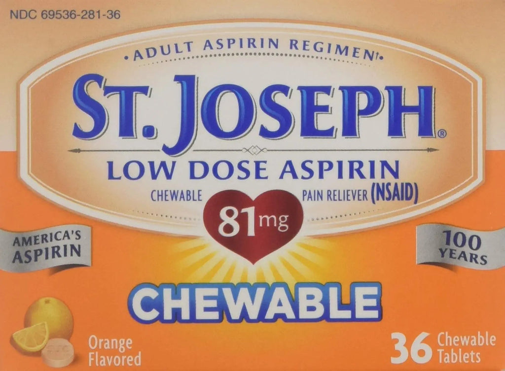 St. Joseph Orange Chewable 81mg Aspirin, 36 Tablets (Pack of 6) St. Joseph Au supplements