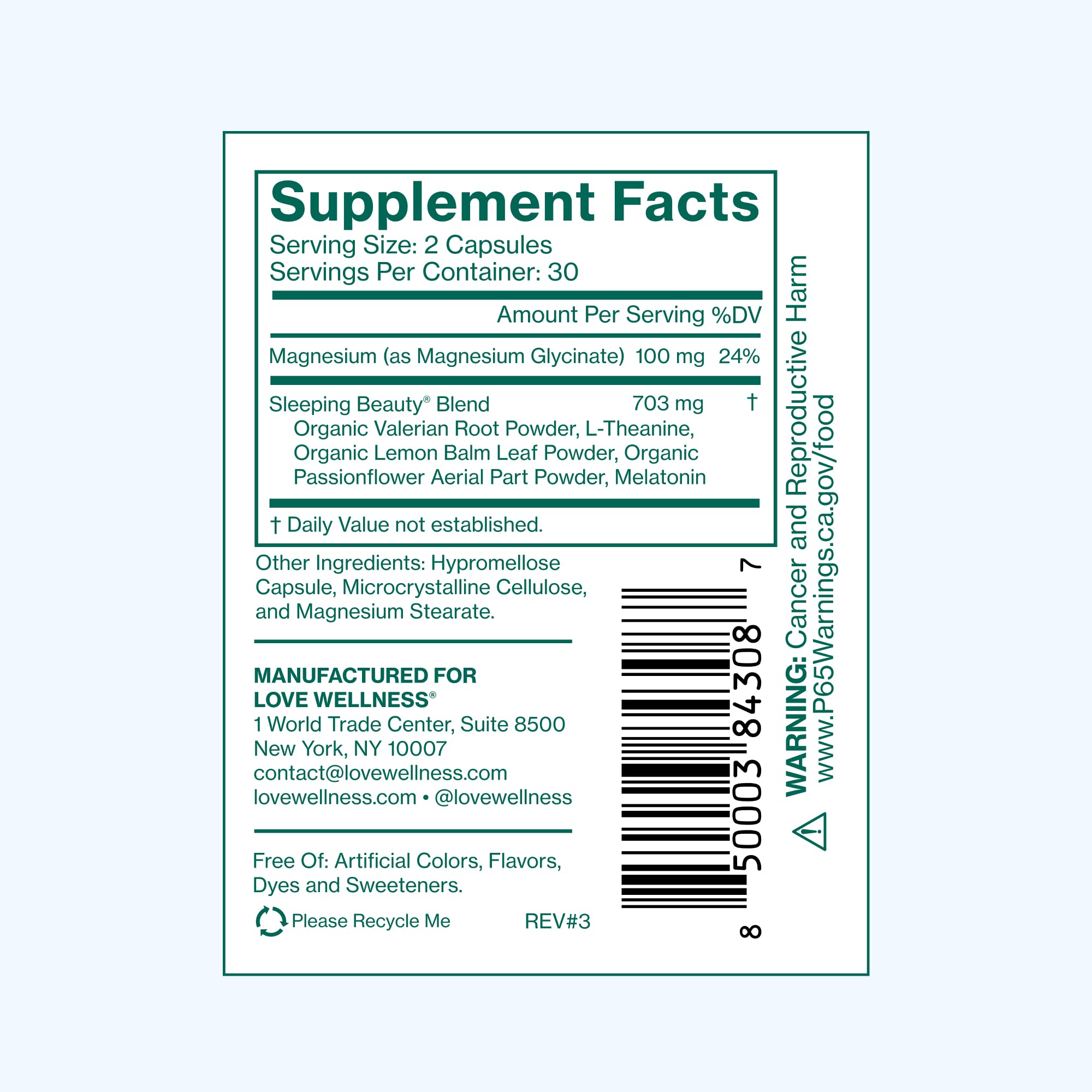 Love Wellness Sleeping Beauty | Sleep Support with Melatonin, Magnesium & L-Theanine | Promotes Restful Sleep, Relaxation & Calmness | Organic Valerian Root Powder & Lemon Balm | 60 Count Love Wellness Au supplements