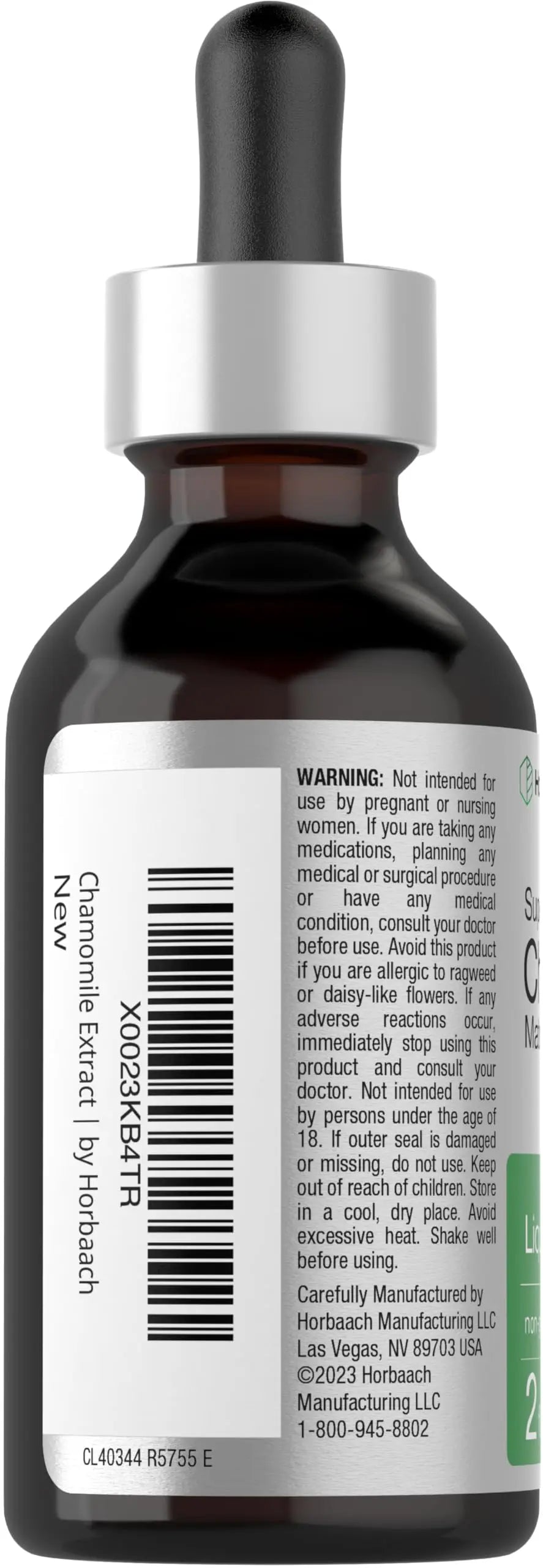 Chamomile Extract Liquid | 2 fl oz | Alcohol Free Supplement | Vegetarian, Non-GMO Horbäach Au supplements
