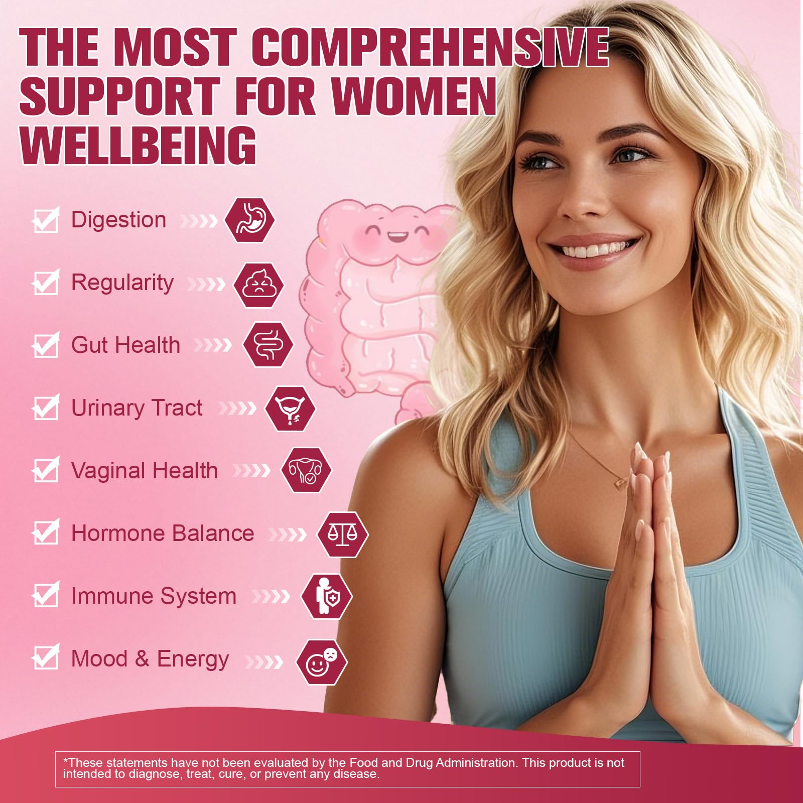 Totaria Probiotics for Women, 120 Billion Women Probiotic, with Akkermansia, Digestive Enzymes & Prebiotics, Cranberry, D-Mannose, for Gut, Vaginal, Urinary
