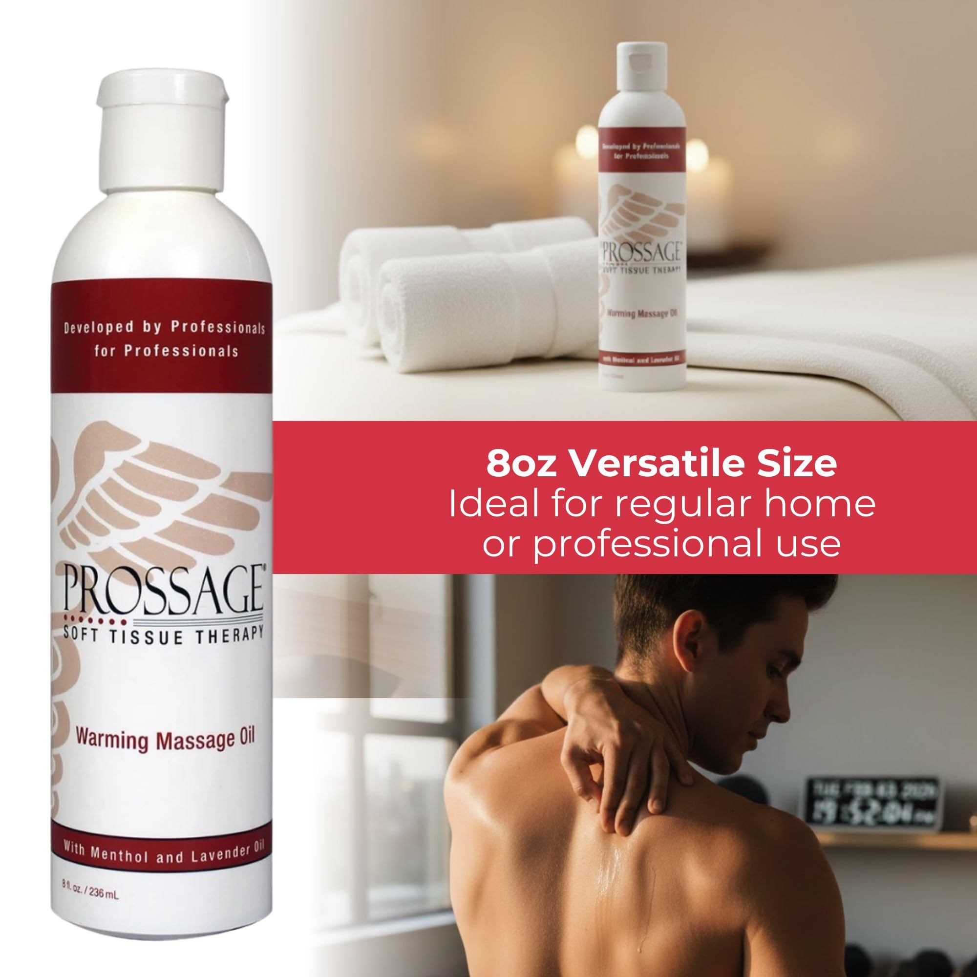 Prossage Heat Warming Relief Massage Oil for Therapuetic Massages, Deep Tissue Massages, and Aromatherapy, Topical Reliever, 8 Ounce Bottle THERABAND Au supplements