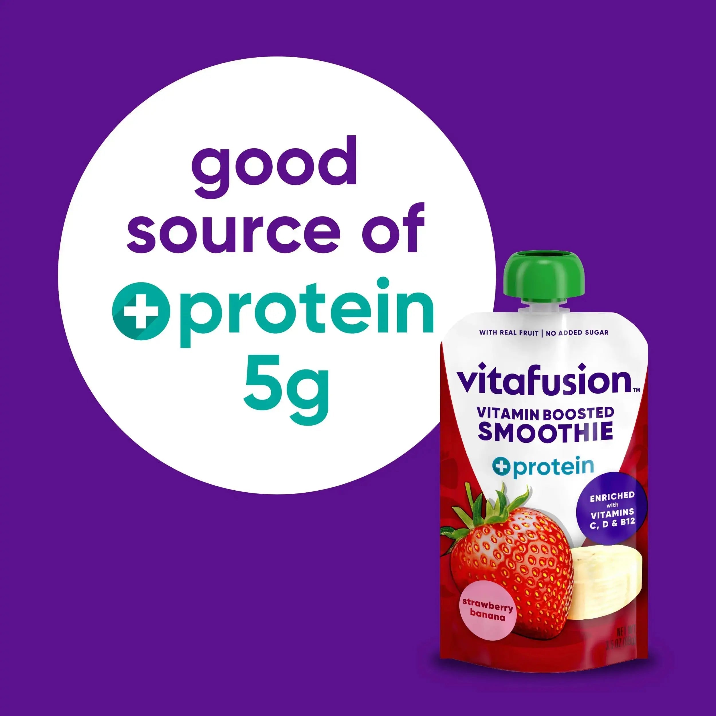 vitafusion Vitamin-Boosted Smoothie +Protein for Energy Metabolism and Immune Support, Strawberry Banana Flavor Excellent Source Vitafusion Au supplements