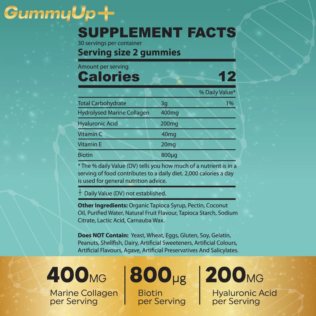 Hydrolysed Collagen Gummies with Biotin, 60 Sugar Free Natural Pineapple Flavoured Gummies ZA ZACANNA Au supplements