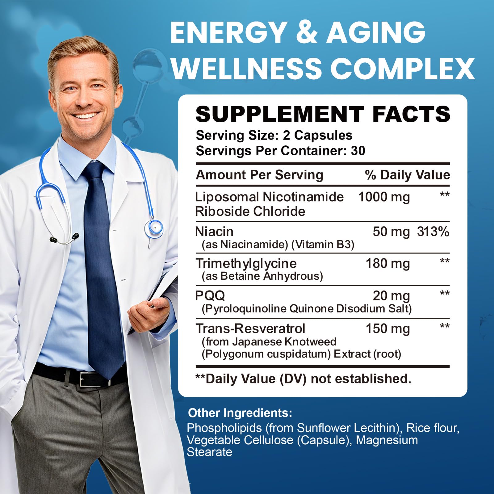 CNCHEF Liposomal NAD Supplement -1000mg, NAD Resveratrol Supplement for Women & Men with Nicotinamide Riboside, Resveratrol, PQQ & TMG, NAD Plus Boosts NAD+ Levels, Anti-Aging & Brain, 60 Capsules CNCHEF Au supplements