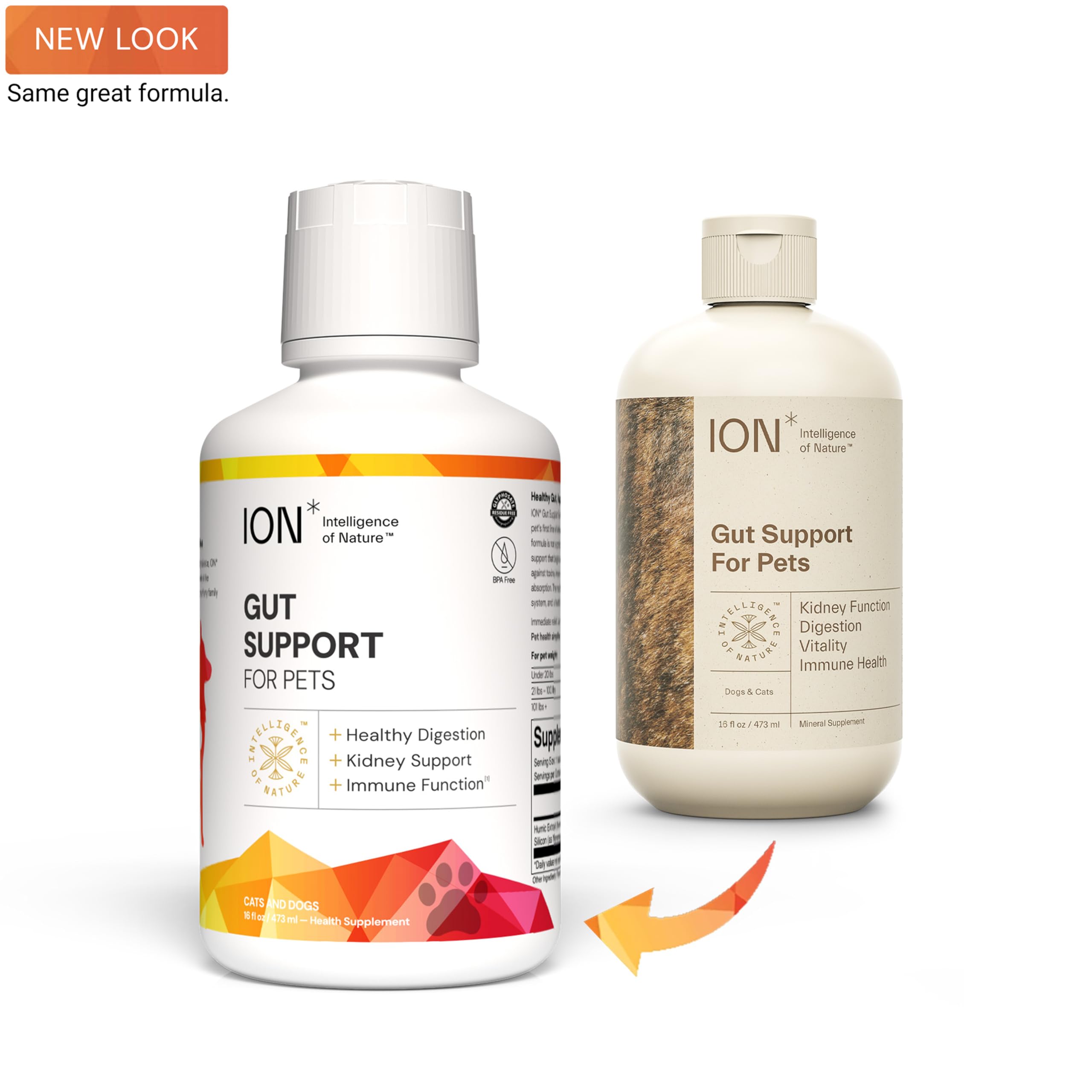 ION* Intelligence of Nature Gut Support For Pets - Liquid Probiotics Drops Alternative for Dogs & Cats, Digestive Health for Puppies, Skin & Hair Health - 16 fl oz (Pack of 1)