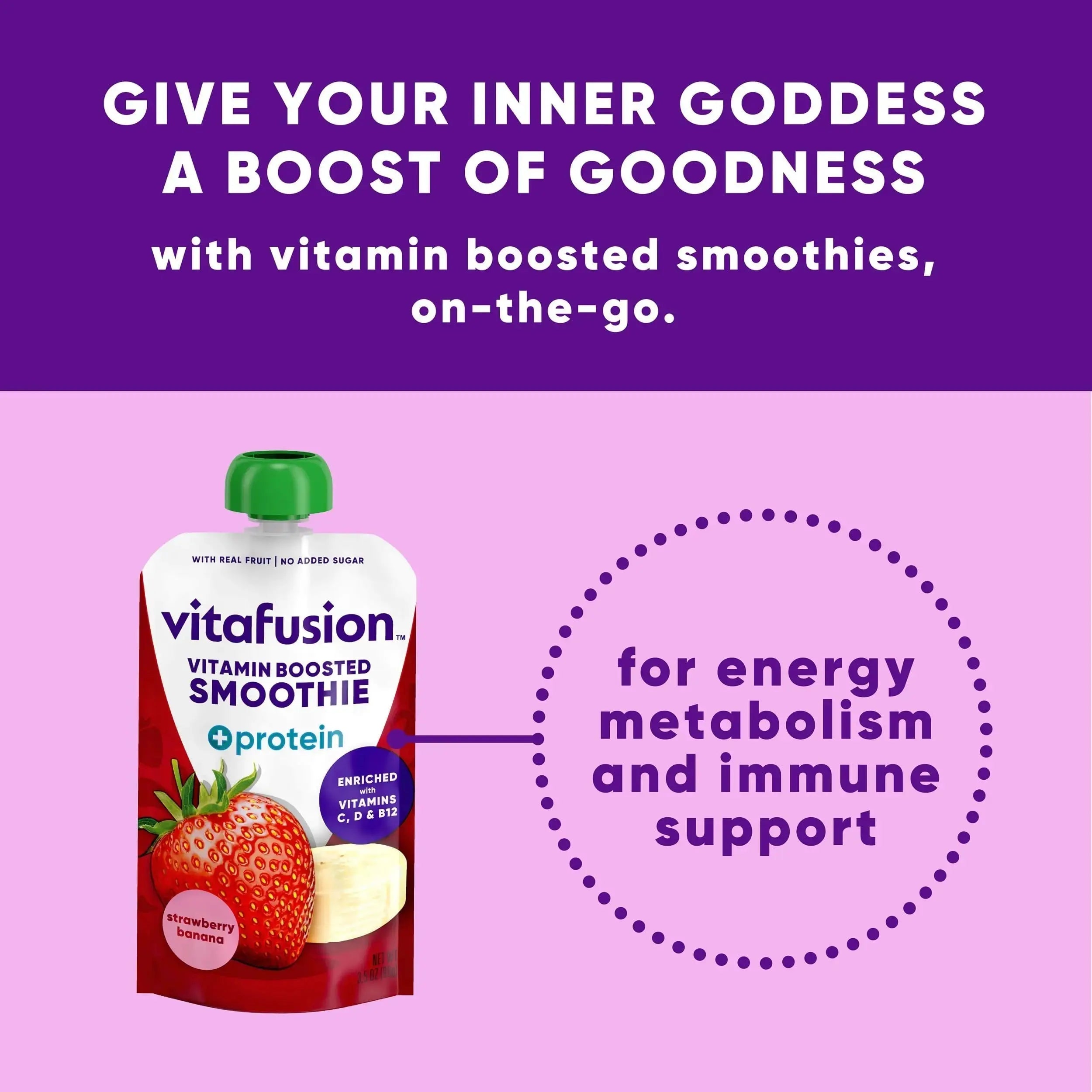 vitafusion Vitamin-Boosted Smoothie +Protein for Energy Metabolism and Immune Support, Strawberry Banana Flavor Excellent Source Vitafusion Au supplements
