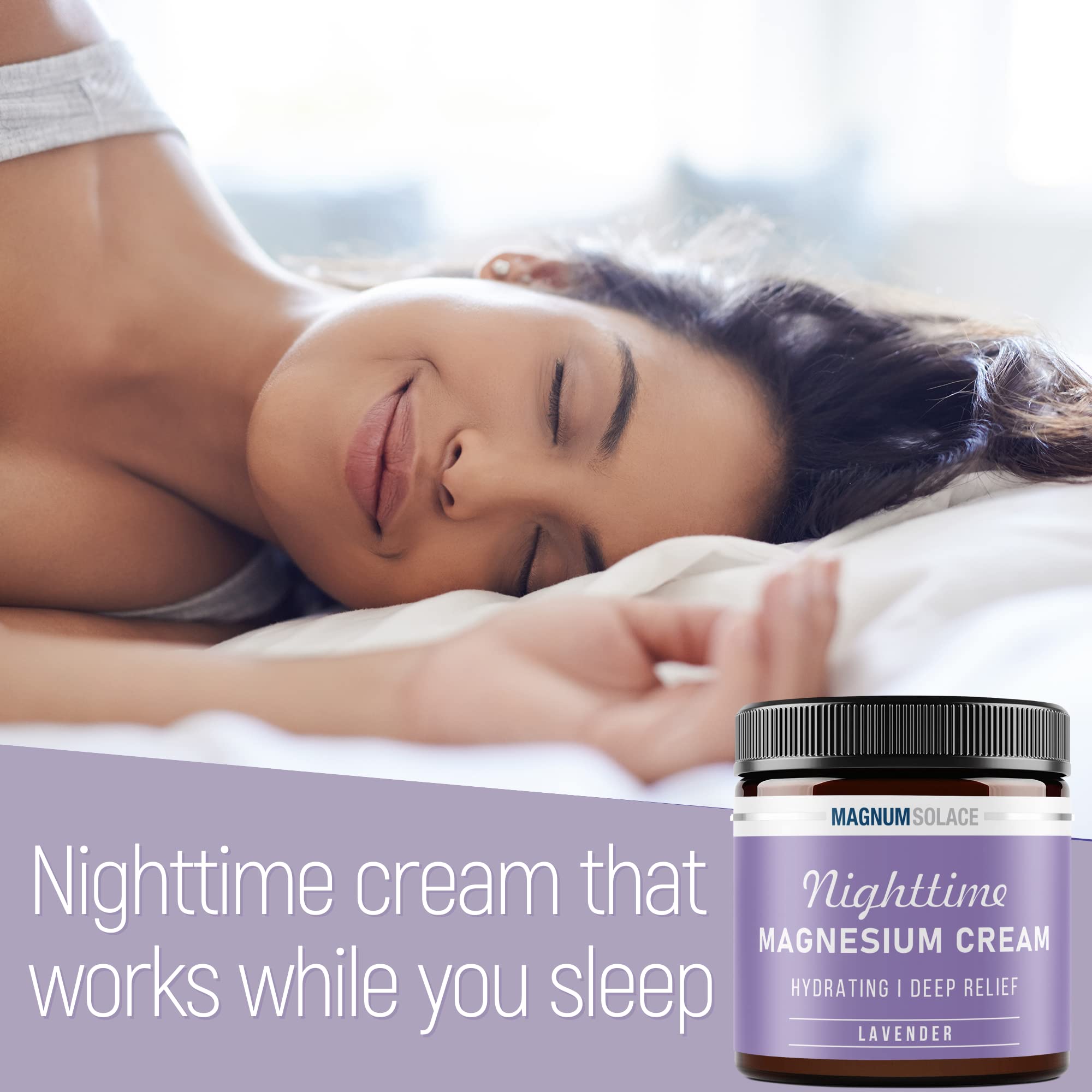 Magnum Solace Magnesium Lotion – Nighttime Magnesium Cream – Apply to Legs, Arms or Chest - Topical Magnesium Chloride – USA Made and Safe for Kids (Lavender) Magnum Solace Au supplements