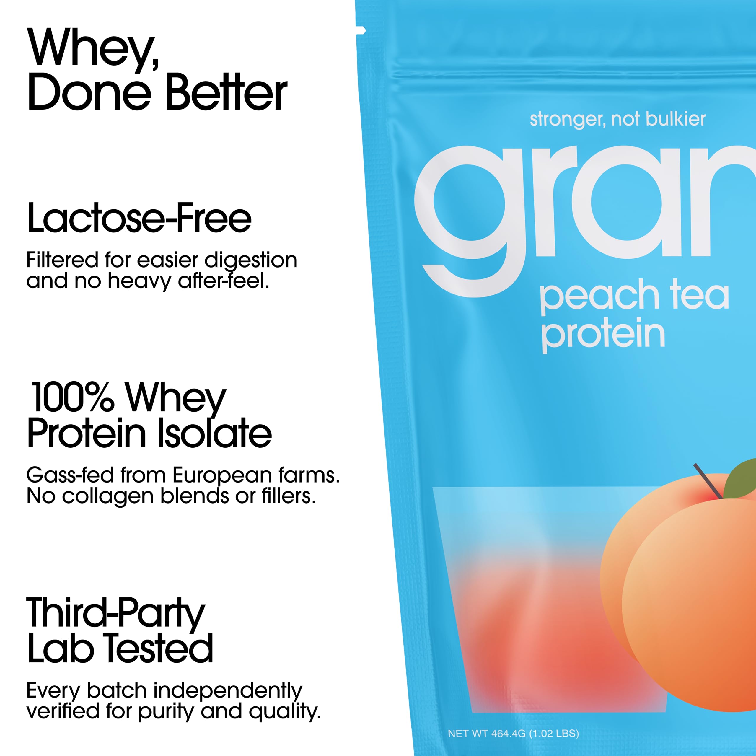 GRAMMS Clear Protein Powder Packets 20G Protein for Women & Men | Lactose Free, Grass-Fed Whey Isolate, Gluten Free, Zero Sugar, Gut Friendly, Non-Bloating