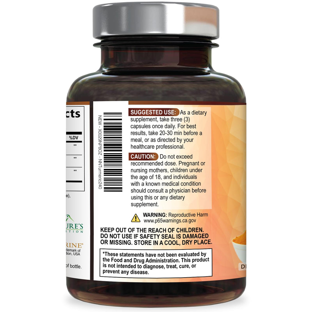 Turmeric Curcumin Supplement - 95% Curcuminoids with Organic Turmeric & BioPerine Black Pepper for Best Absorption - Daily Joint & Immune Health Support