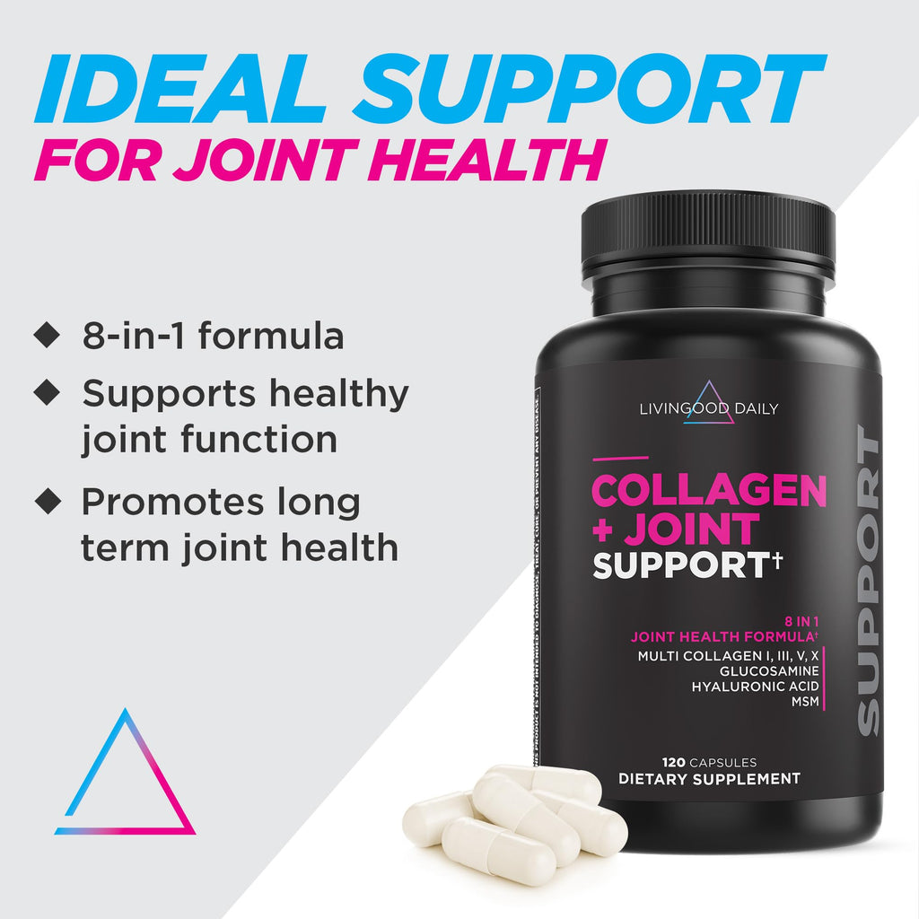 Livingood Daily Collagen + Joint Support, Grass Fed Multi Collagen Peptides I III V X with Hyaluronic Acid, Joint Support Supplement for Women & Men, Hair Skin Nails, Keto & Gluten Free, 120 Capsules Livingood Daily Au supplements