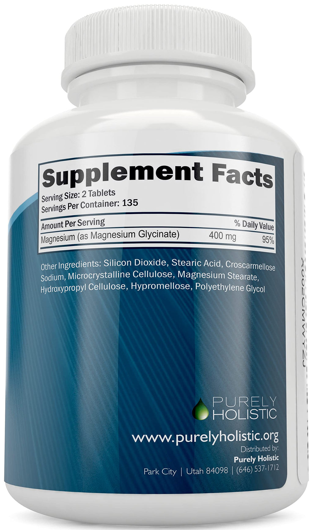 Magnesium Glycinate 400mg - 270 Magnesium Tablets (not Capsules) - 400 mg Elemental Magnesium - Highly Bioavailable - Vegan and Vegetarian - for Improved Sleep, Stress Relief & Cramp Defense Purely Holistic Au supplements