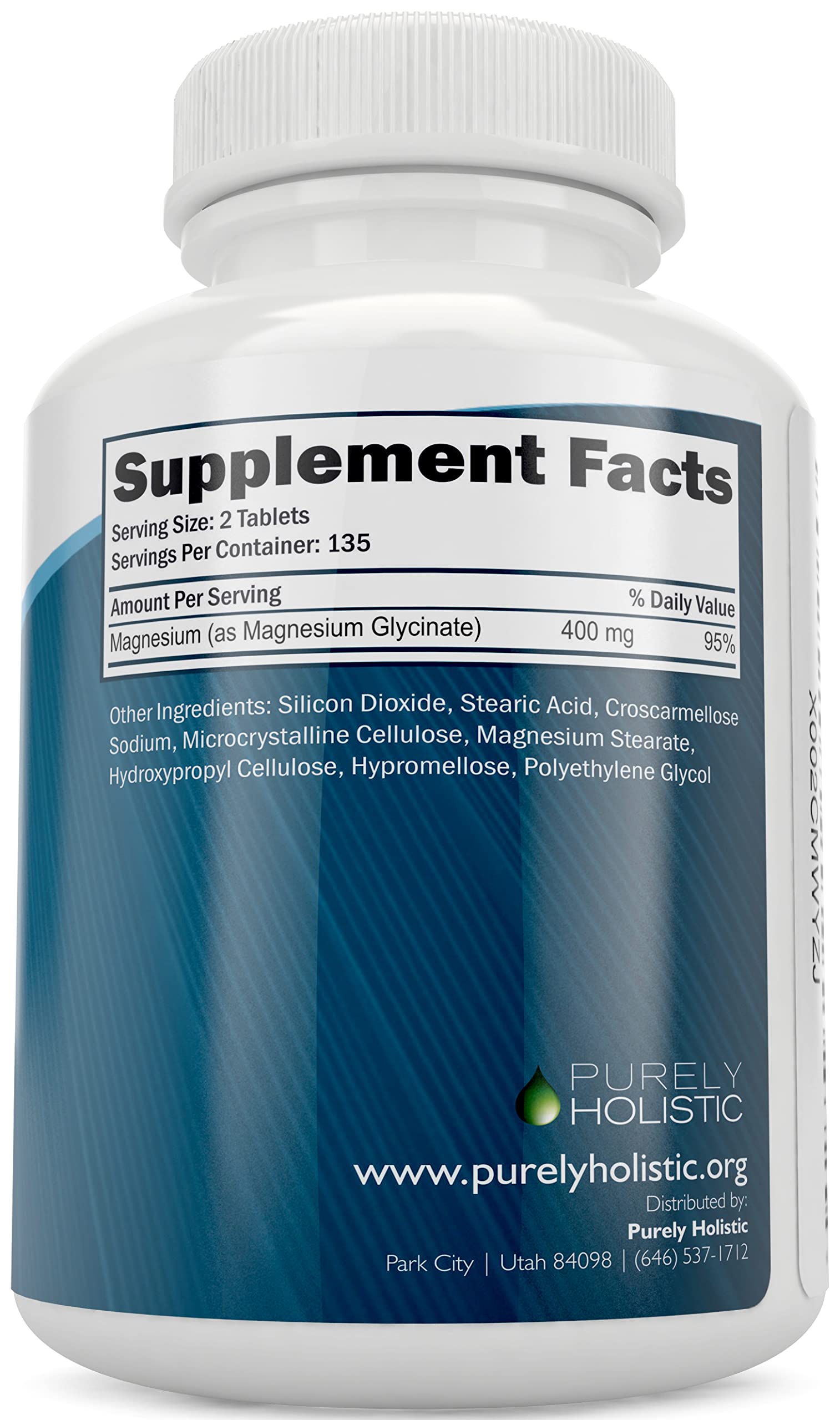 Magnesium Glycinate 400mg - 270 Magnesium Tablets (not Capsules) - 400 mg Elemental Magnesium - Highly Bioavailable - Vegan and Vegetarian - for Improved Sleep, Stress Relief & Cramp Defense Purely Holistic Au supplements