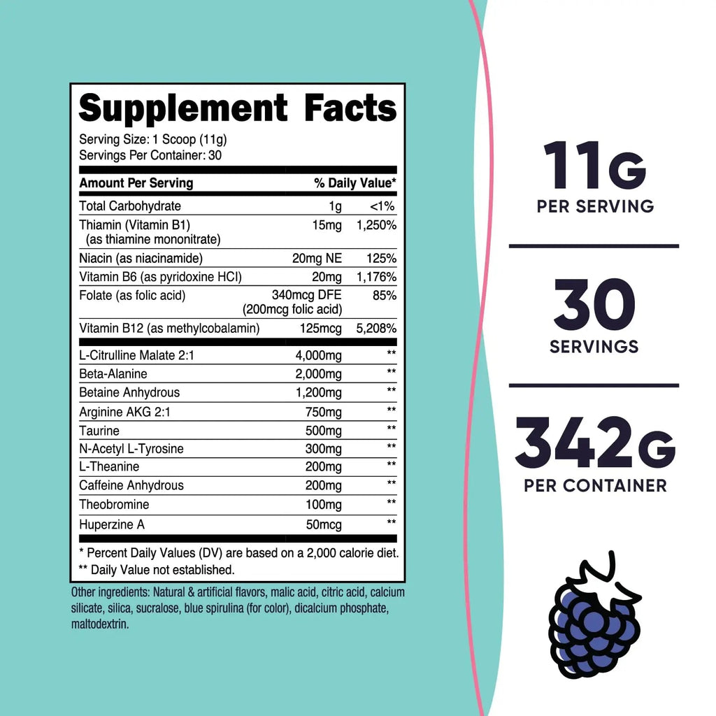 Nutricost Pre-Workout Powder for Women, Blue Raspberry, 30 Servings Nutricost Au supplements