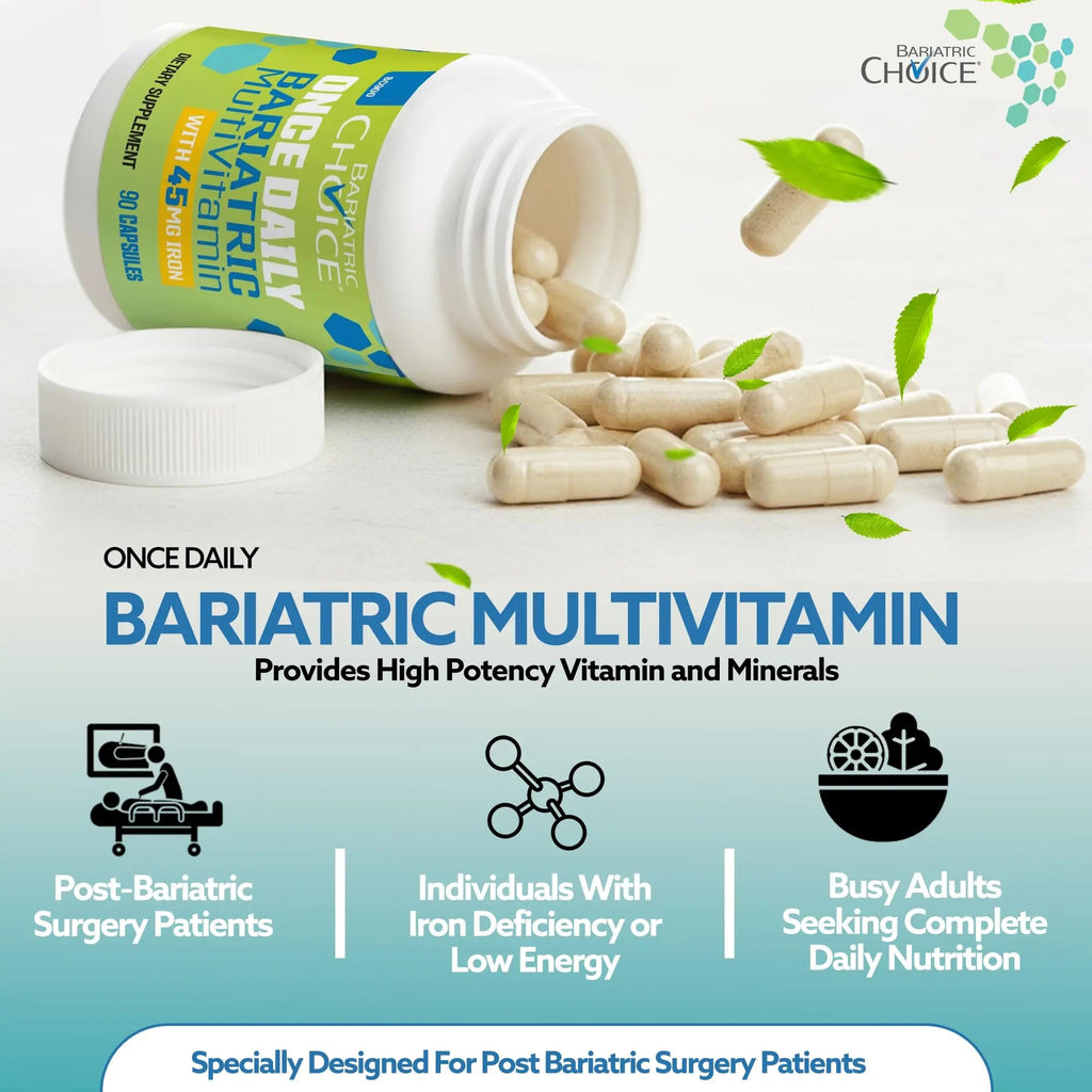 Bariatric Choice Once-Daily Bariatric Multivitamin with 45 mg of Iron | Easy to Swallow Capsule | Vitamin for Bariatric Surgery Patients Bariatric Choice Au supplements