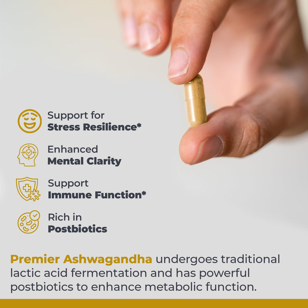 Premier Research Labs Premier Ashwagandha - Pure Supplement for Women & Men with Organic Ashwagandha Root, Herbal Pills for Stress & Sleep Support, Fermented for Absorption - 120 Plant-Based Capsules Premier Research Labs Au supplements