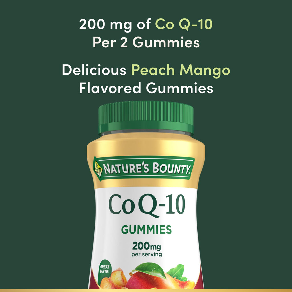 Nature's Bounty CoQ10 Gummies, Supports Heart Health, CoQ10 200mg, Peach Mango Flavor, 60 Count