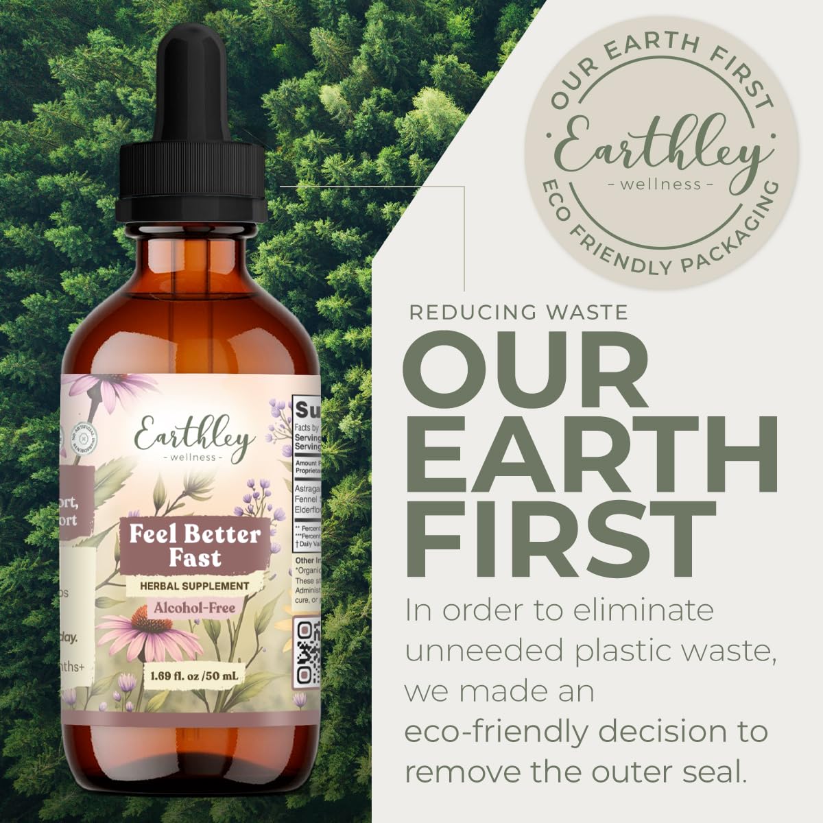 Earthley Wellness Feel Better Fast, All-Natural Relief for Minor Ailments, Organic Herbal Formula, Supports Immune & Digestive Health, Echinacea Root and More