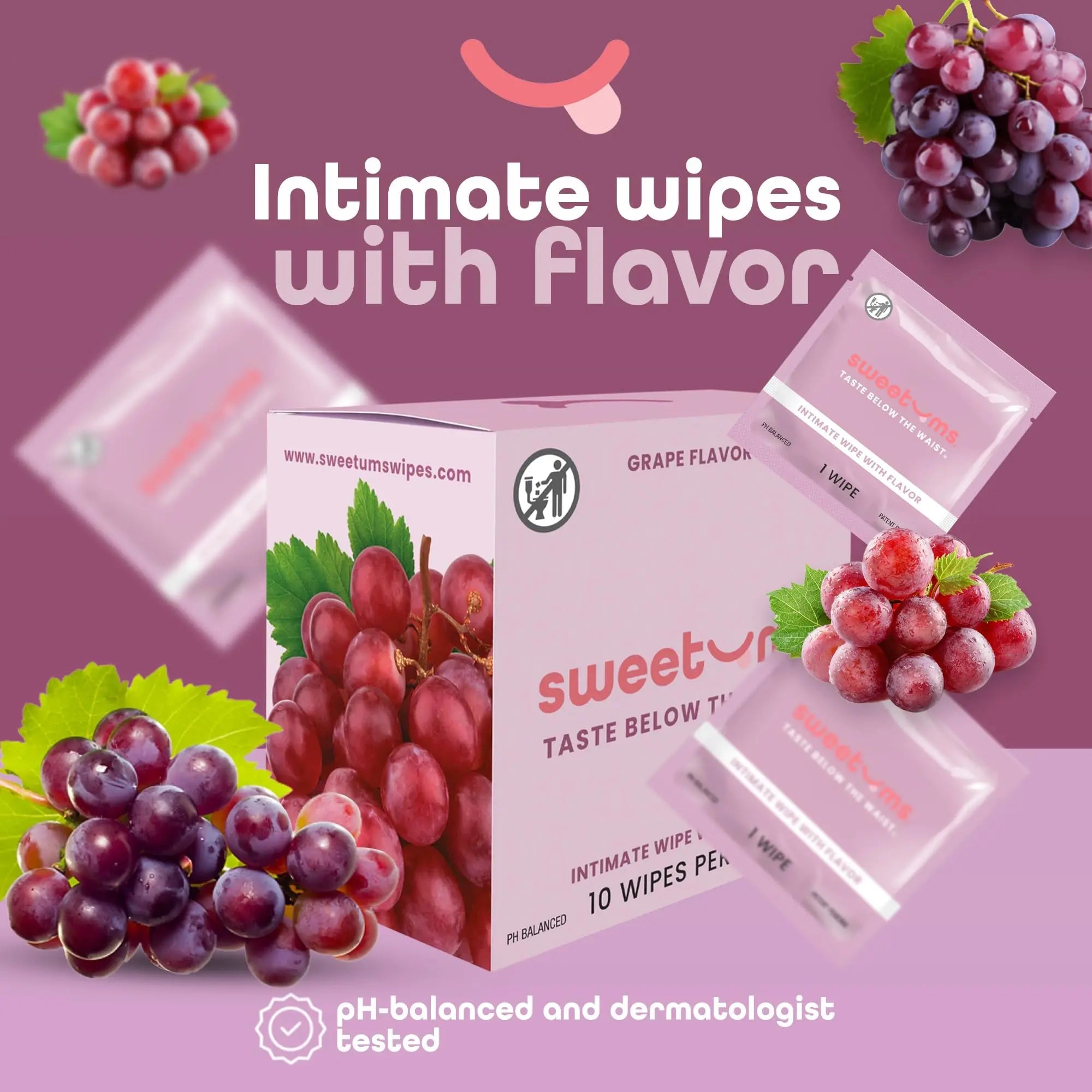 Sweetums Feminine Wipes For Women, Individually Wrapped - pH Balanced Flavored Intimate Wipes Sweetums Au supplements