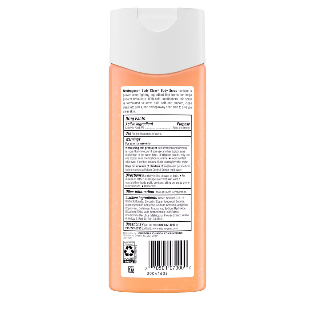 Neutrogena Body Clear Acne Body Wash and Exfoliating Body Scrub, 2% Salicylic Acid Cleanser, Chest, Shoulder & Back Acne Treatment