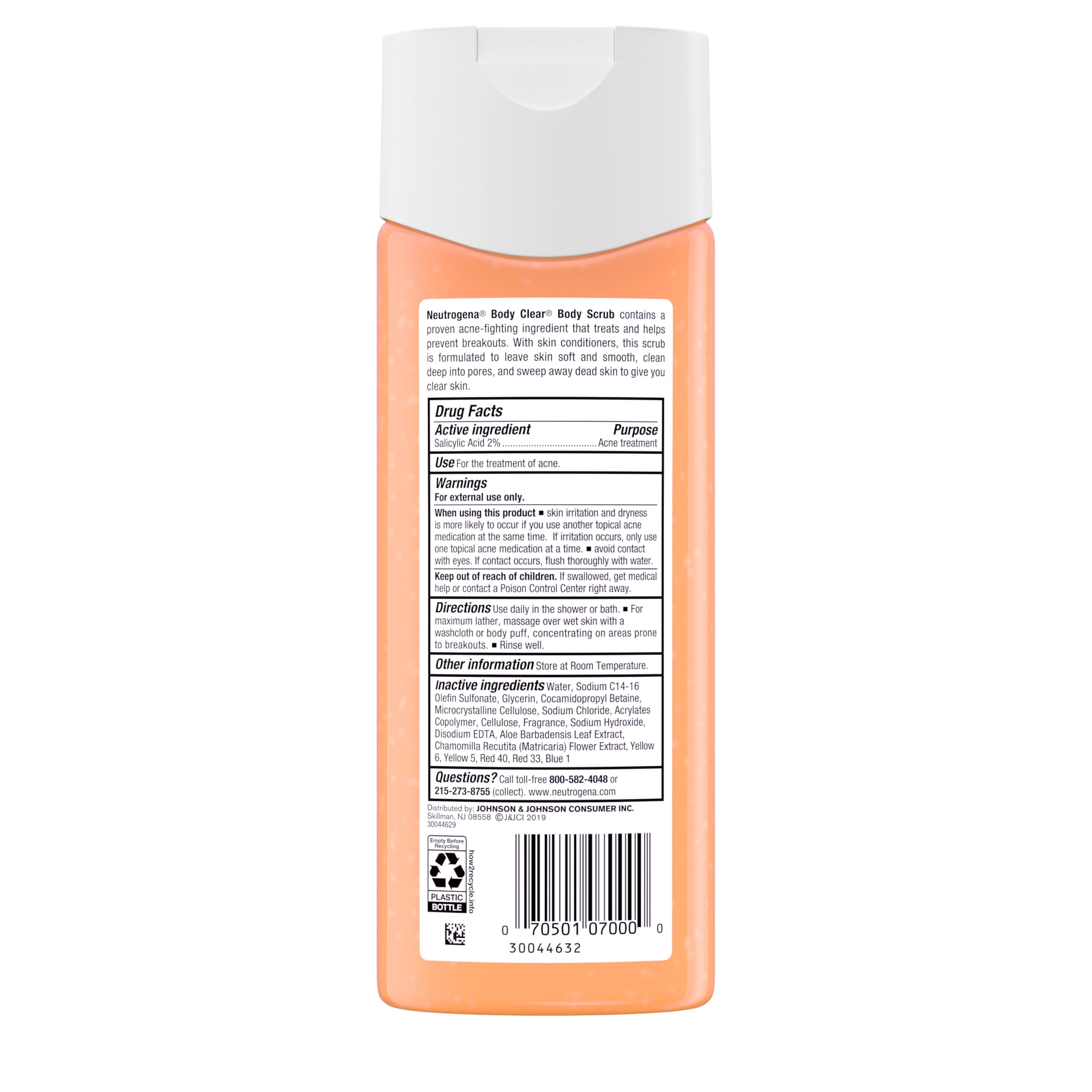 Neutrogena Body Clear Acne Body Wash and Exfoliating Body Scrub, 2% Salicylic Acid Cleanser, Chest, Shoulder & Back Acne Treatment