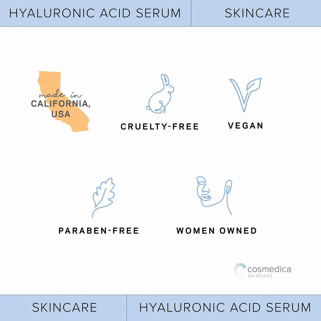 Hyaluronic Acid Serum for Skin 100% Pure Anti Aging Serum Intense Hydration Cosmedica Skincare Au supplements