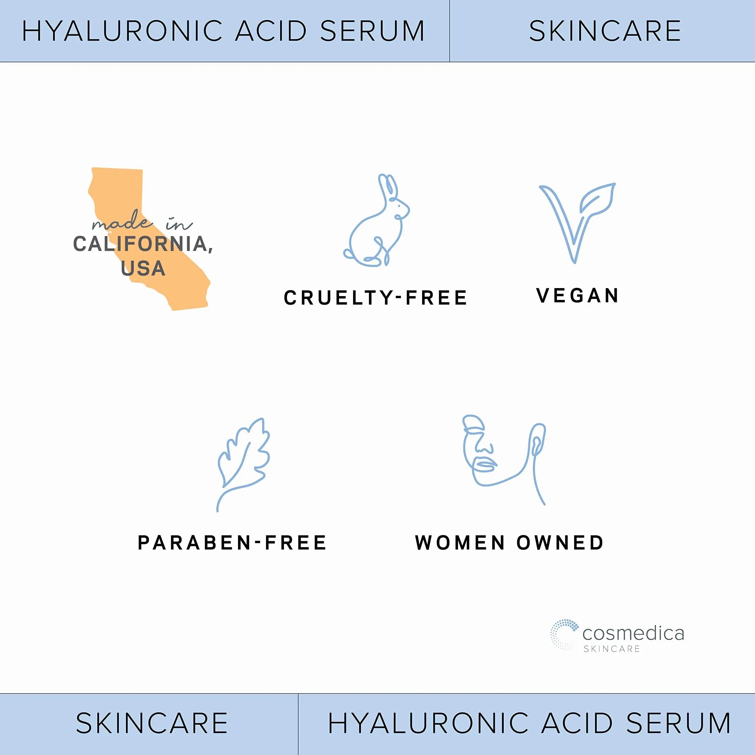 Hyaluronic Acid Serum for Skin 100% Pure Anti Aging Serum Intense Hydration Cosmedica Skincare Au supplements