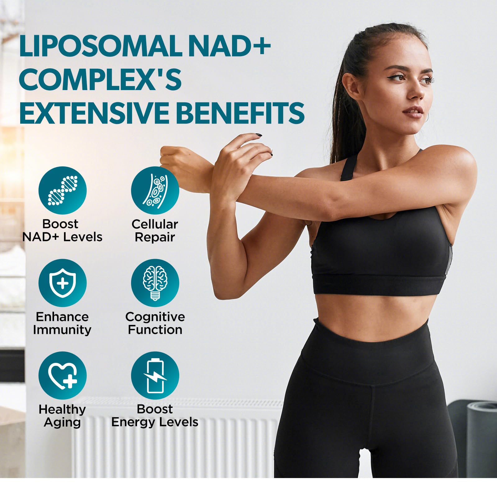 GZ HAOYUAN NAD Liquid Supplement for Women, Liposomal NAD+ Drops 1200MG with NAD Plus Resveratrol, Tmg, Quercetin, Anti-Aging, Cell Regeneration, Energy & Metabolism Support, Pineapple Flavor GZ HAOYUAN Au supplements