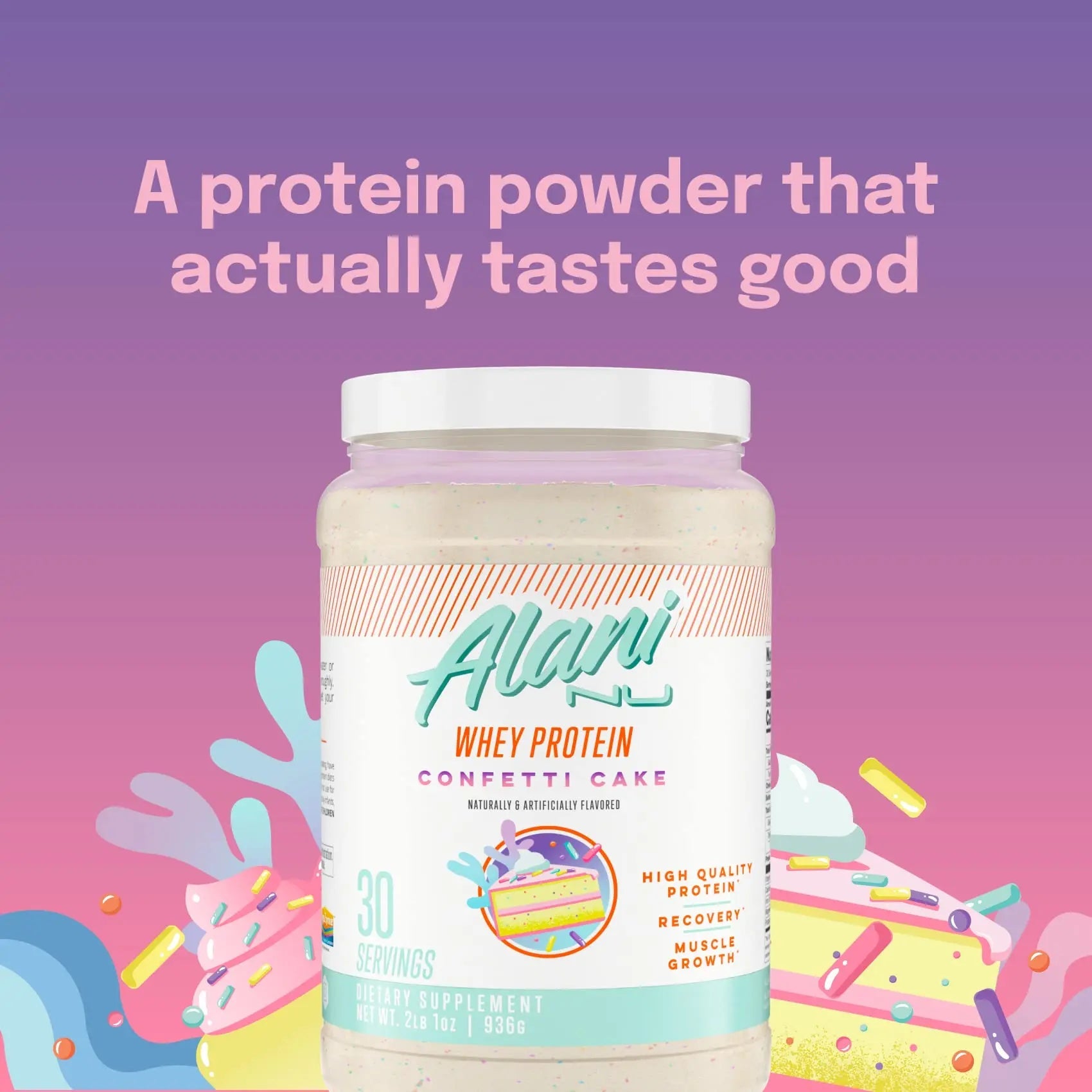 Alani Nu Whey Protein Powder Confetti Cake | 23g Protein with Low Sugar & Digestive Enzymes Alani Nu Au supplements